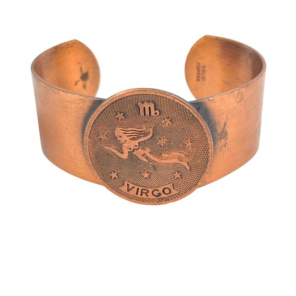 Vintage Copper Virgo Zodiac Cuff Bracelet - Picture 3 of 8